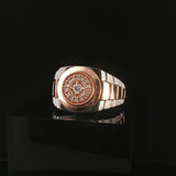 14k White and Rose Gold 0.20cttw Diamond Men's Watch Band Ring Size 10.25