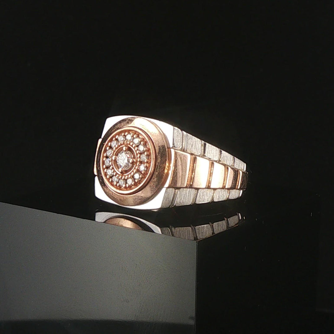 14k White and Rose Gold 0.20cttw Diamond Men's Watch Band Ring Size 10.25