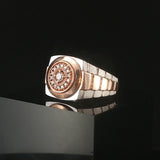 14k White and Rose Gold 0.20cttw Diamond Men's Watch Band Ring Size 10.25