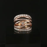 14k Rose and White Gold and 2cttw Diamond Solid Multi Band Ring Size 7