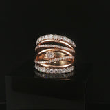 14k Rose and White Gold and 2cttw Diamond Solid Multi Band Ring Size 7