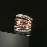 14k Rose and White Gold and 2cttw Diamond Solid Multi Band Ring Size 7