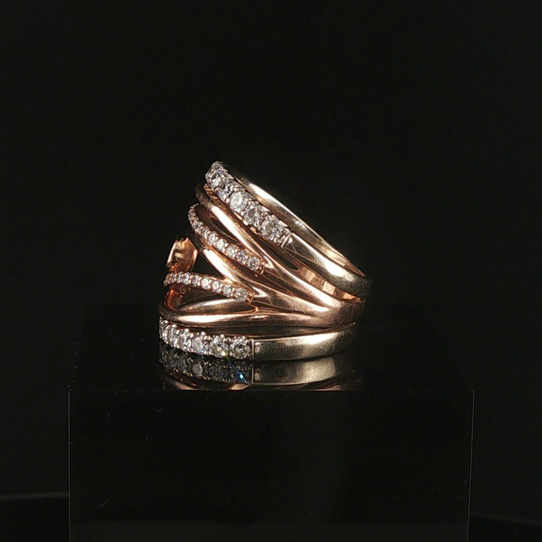 14k Rose and White Gold and 2cttw Diamond Solid Multi Band Ring Size 7