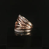 14k Rose and White Gold and 2cttw Diamond Solid Multi Band Ring Size 7