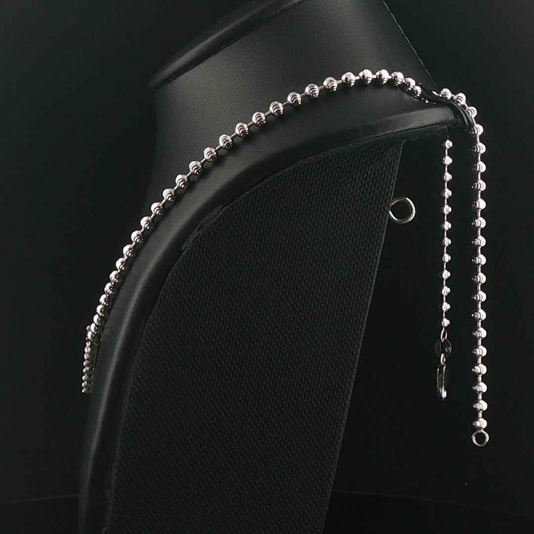14k White Gold and 0.35cttw Diamond Moon Cut Ball Link Cross Necklace 16.5"