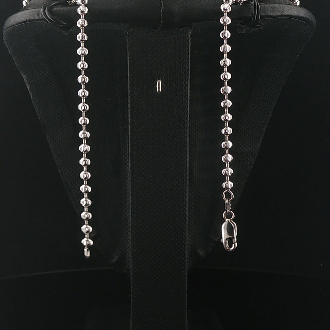 14k White Gold and 0.35cttw Diamond Moon Cut Ball Link Cross Necklace 16.5"