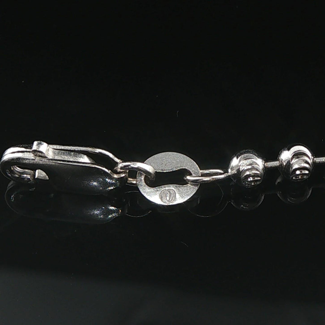 14k White Gold and 0.35cttw Diamond Moon Cut Ball Link Cross Necklace 16.5"