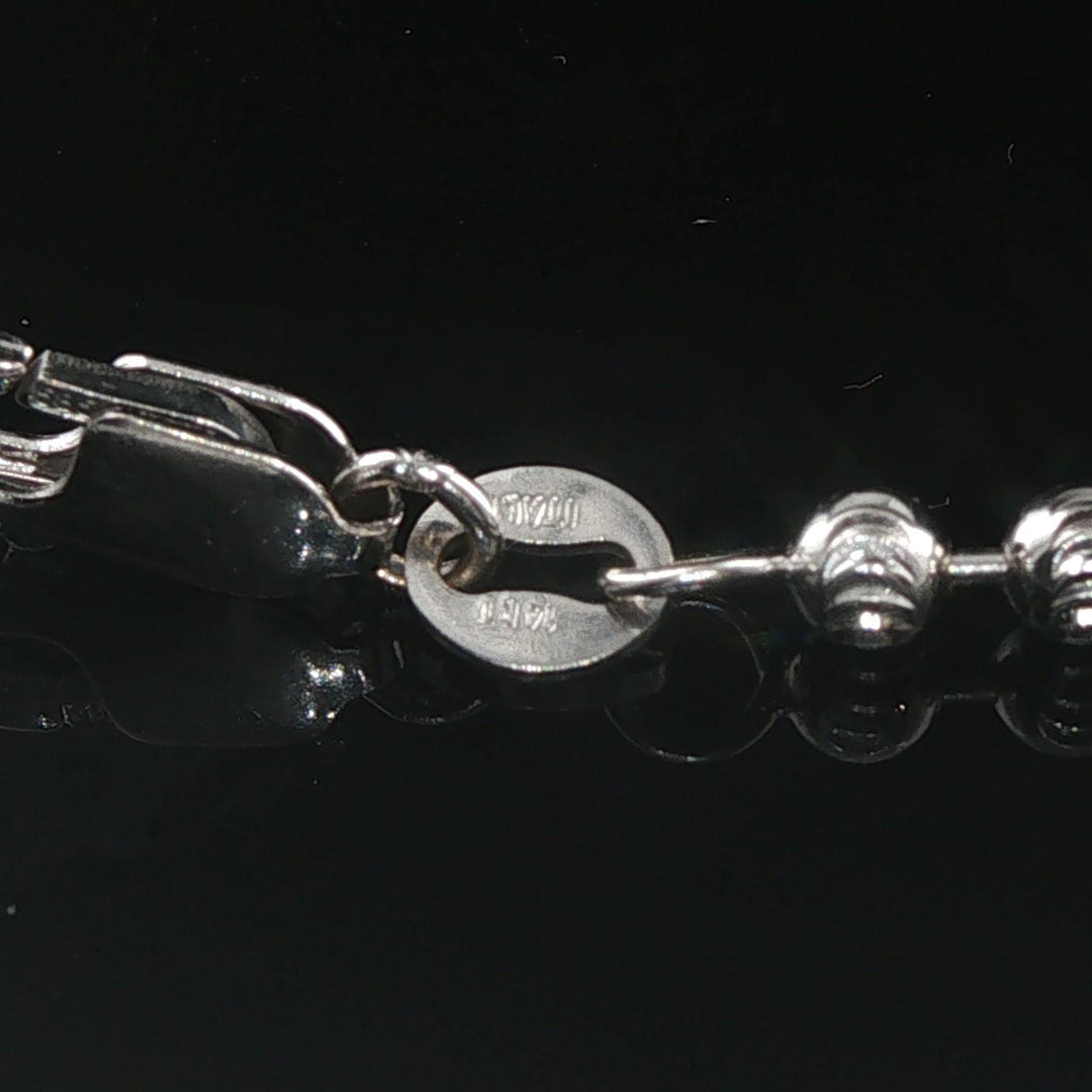 14k White Gold and 0.35cttw Diamond Moon Cut Ball Link Cross Necklace 16.5"