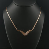 14k Yellow Gold and 0.50cttw Diamond V Pendant UnoAerre Necklace Italy 16.5"