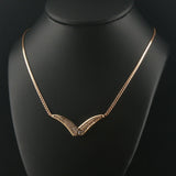 14k Yellow Gold and 0.50cttw Diamond V Pendant UnoAerre Necklace Italy 16.5"