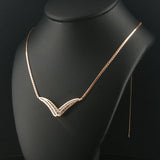 14k Yellow Gold and 0.50cttw Diamond V Pendant UnoAerre Necklace Italy 16.5"