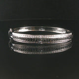 14k White Gold 2cttw Black and White Diamond Solid Bangle Bracelet 7"