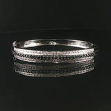 14k White Gold 2cttw Black and White Diamond Solid Bangle Bracelet 7"