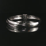14k White Gold 2cttw Black and White Diamond Solid Bangle Bracelet 7"