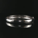 14k White Gold 2cttw Black and White Diamond Solid Bangle Bracelet 7"