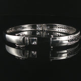14k White Gold 2cttw Black and White Diamond Solid Bangle Bracelet 7"