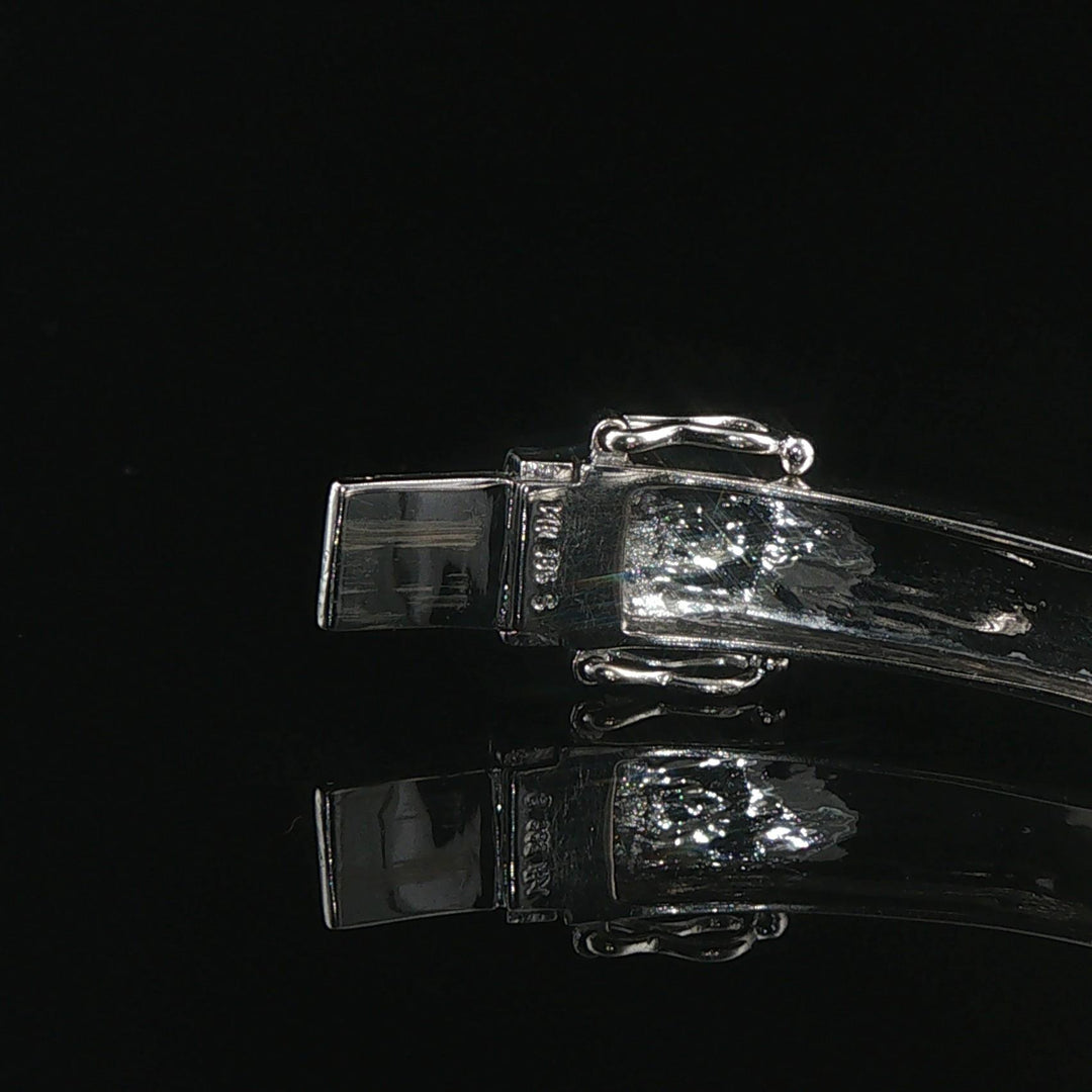 14k White Gold 2cttw Black and White Diamond Solid Bangle Bracelet 7"