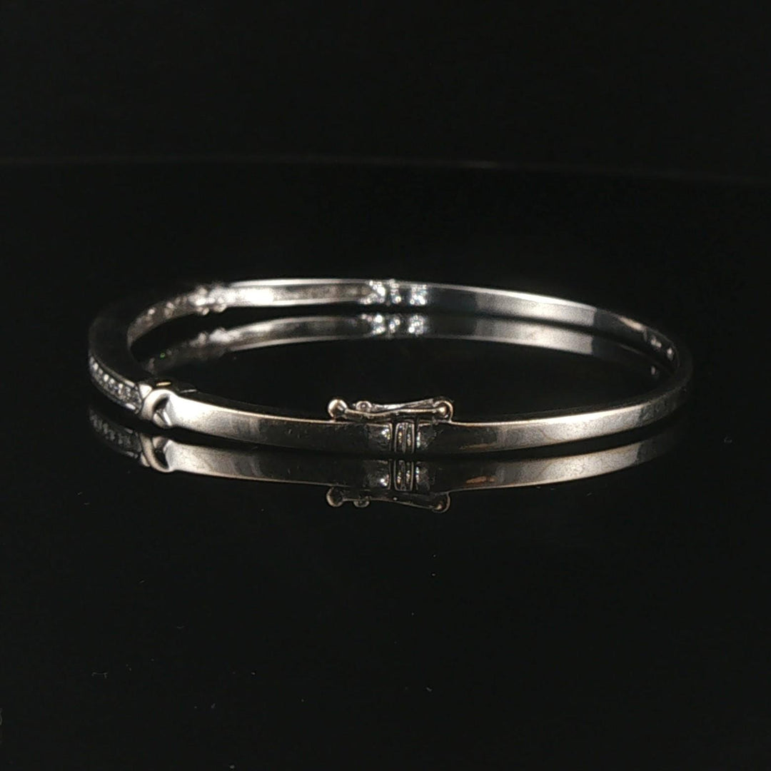 14k White Gold and 0.50cttw Channel Set Diamond Bangle Bracelet 6.75"