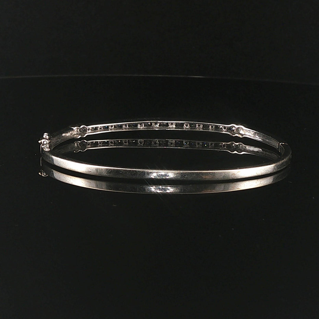 14k White Gold and 0.50cttw Channel Set Diamond Bangle Bracelet 6.75"