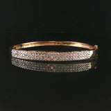 14k Yellow Gold and 1cttw Pave Diamond Bangle Bracelet 6.75"