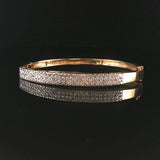 14k Yellow Gold and 1cttw Pave Diamond Bangle Bracelet 6.75"