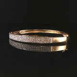 14k Yellow Gold and 1cttw Pave Diamond Bangle Bracelet 6.75"