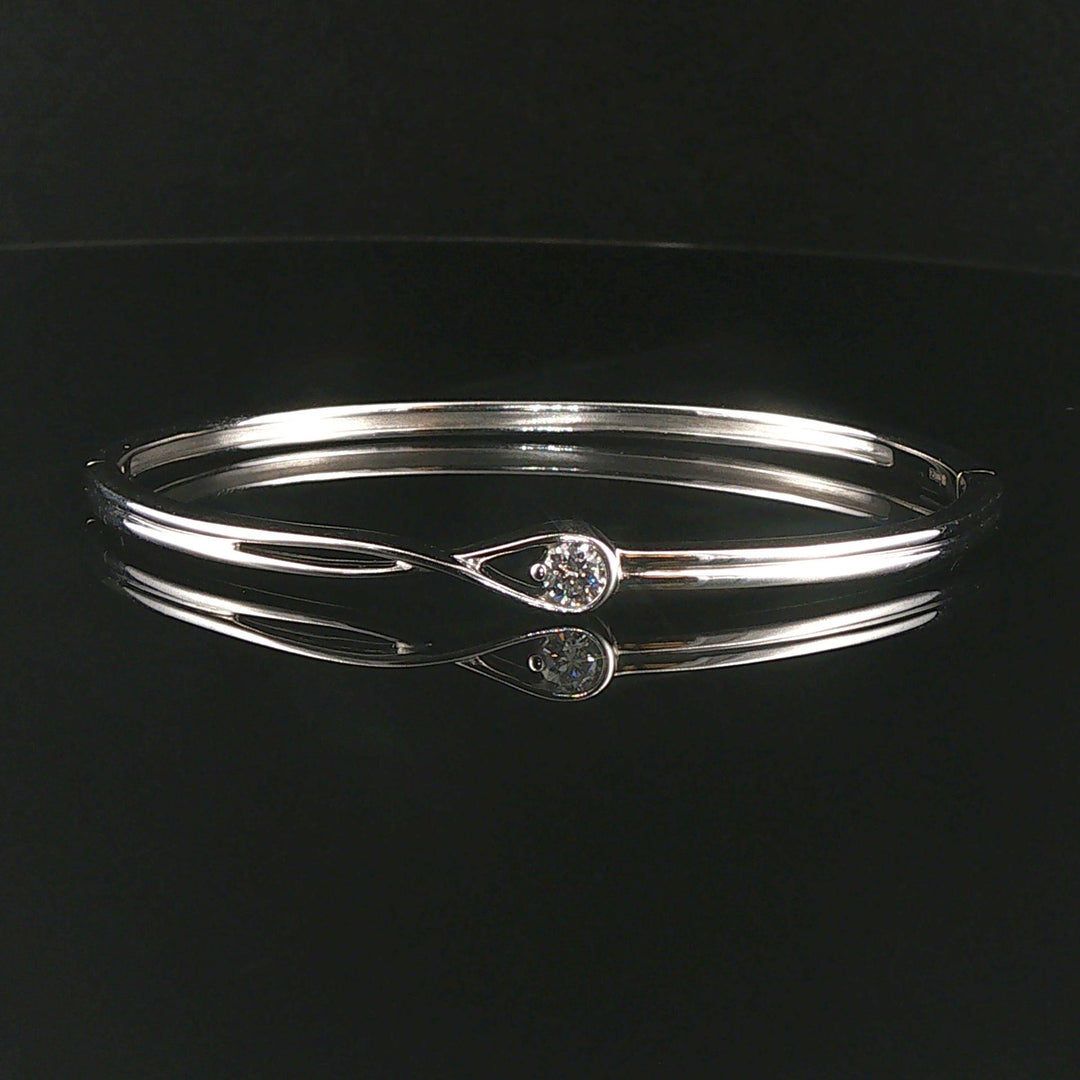 Pandora 14k White Gold and 0.25ct Lab Diamond Infinte Bangle Bracelet 7"