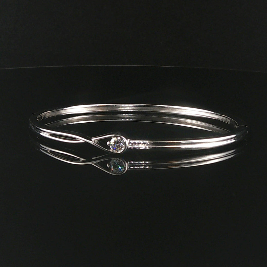 Pandora 14k White Gold and 0.25ct Lab Diamond Infinte Bangle Bracelet 7"