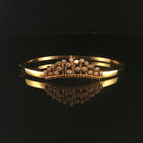 18k Yellow Gold and 0.40cttw Diamonds 16.3g Vintage Crown Bangle Bracelet 6.5"