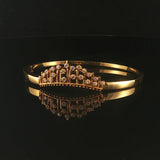 18k Yellow Gold and 0.40cttw Diamonds 16.3g Vintage Crown Bangle Bracelet 6.5"