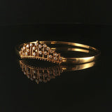 18k Yellow Gold and 0.40cttw Diamonds 16.3g Vintage Crown Bangle Bracelet 6.5"