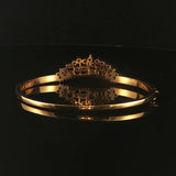 18k Yellow Gold and 0.40cttw Diamonds 16.3g Vintage Crown Bangle Bracelet 6.5"