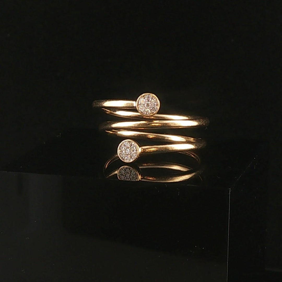 18k Yellow Gold and Diamond Bypass Coil Ring Size 7