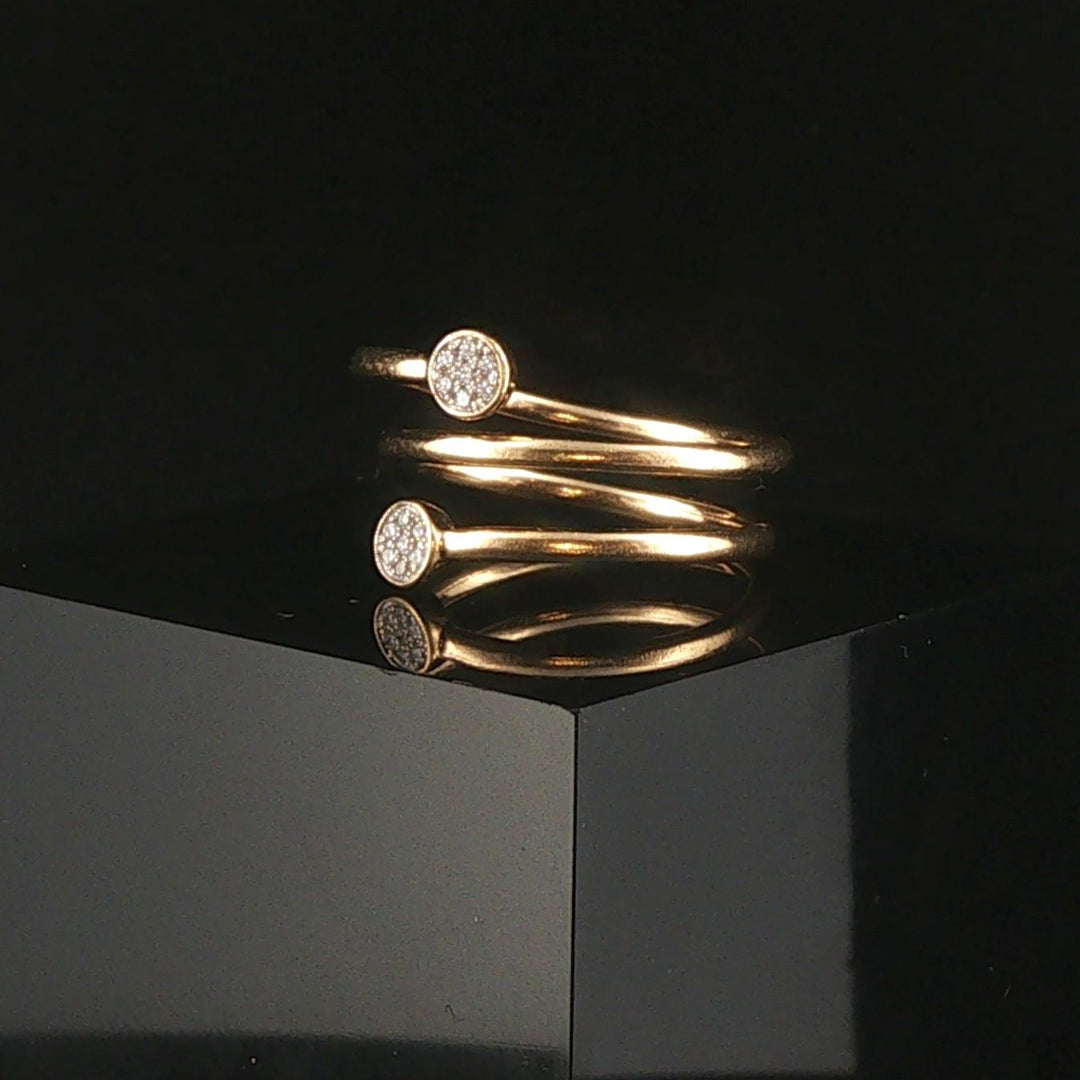 18k Yellow Gold and Diamond Bypass Coil Ring Size 7