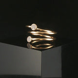 18k Yellow Gold and Diamond Bypass Coil Ring Size 7