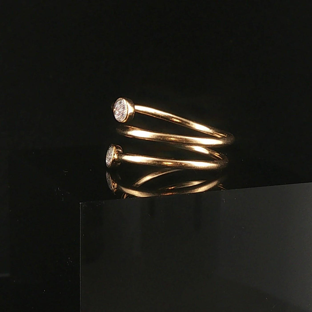 18k Yellow Gold and Diamond Bypass Coil Ring Size 7