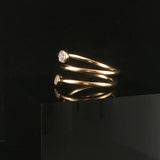 18k Yellow Gold and Diamond Bypass Coil Ring Size 7