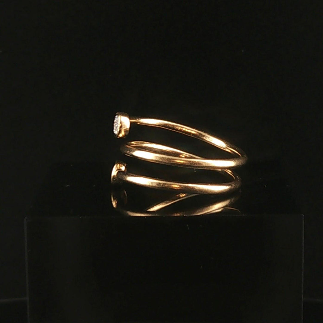 18k Yellow Gold and Diamond Bypass Coil Ring Size 7
