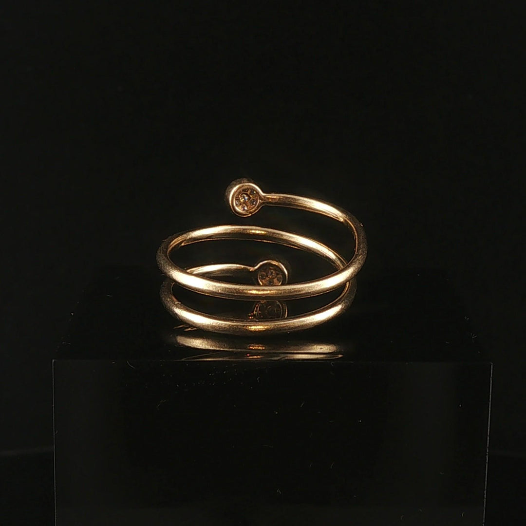 18k Yellow Gold and Diamond Bypass Coil Ring Size 7