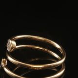 18k Yellow Gold and Diamond Bypass Coil Ring Size 7