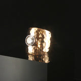 14k Yellow Gold and 1ct Diamond Solid Hammered Cigar Band Ring Size 6