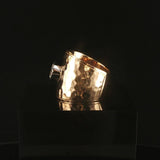 14k Yellow Gold and 1ct Diamond Solid Hammered Cigar Band Ring Size 6