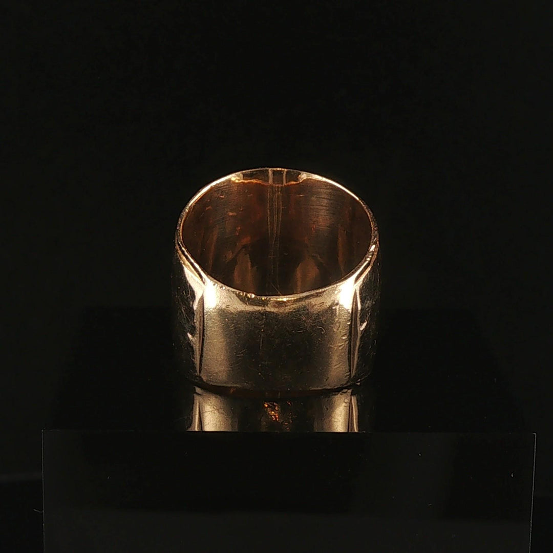 14k Yellow Gold and 1ct Diamond Solid Hammered Cigar Band Ring Size 6