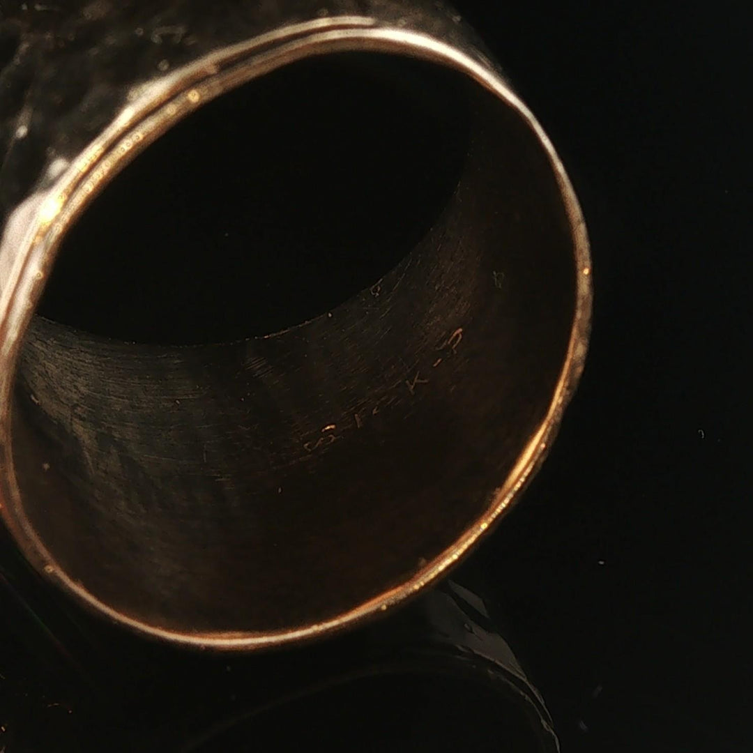 14k Yellow Gold and 1ct Diamond Solid Hammered Cigar Band Ring Size 6