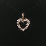 14k White Gold and 0.30cttw Diamond Vintage Heart Pendant 1"