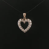 14k White Gold and 0.30cttw Diamond Vintage Heart Pendant 1"