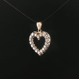 14k White Gold and 0.30cttw Diamond Vintage Heart Pendant 1"