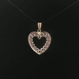 14k White Gold and 0.30cttw Diamond Vintage Heart Pendant 1"