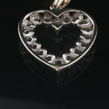 14k White Gold and 0.30cttw Diamond Vintage Heart Pendant 1"