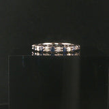 14k White Gold Blue Sapphire and Diamond Vintage Eternity Band Ring Size 6.25